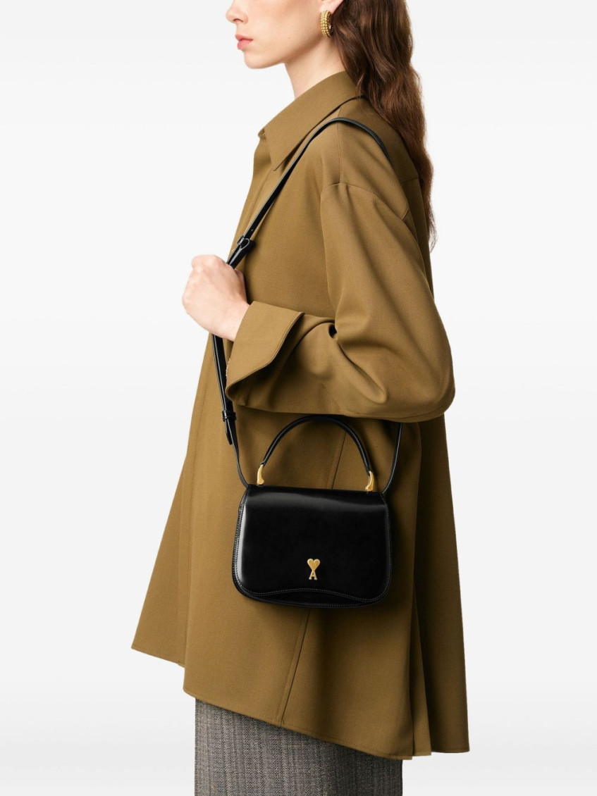 Ami Paris Black Glazed Satchel for Women Online India at Darveys.com