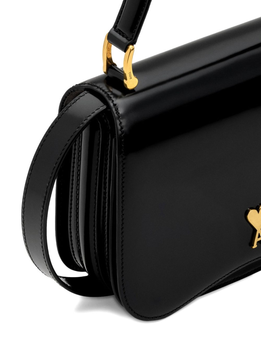 Ami Paris Black Glazed Satchel for Women Online India at Darveys.com