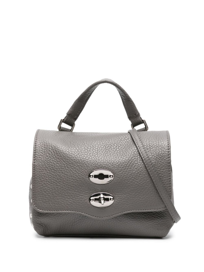 Zanellato Postina Rimboccata Tokyo Baby Leather Handbag In Gray