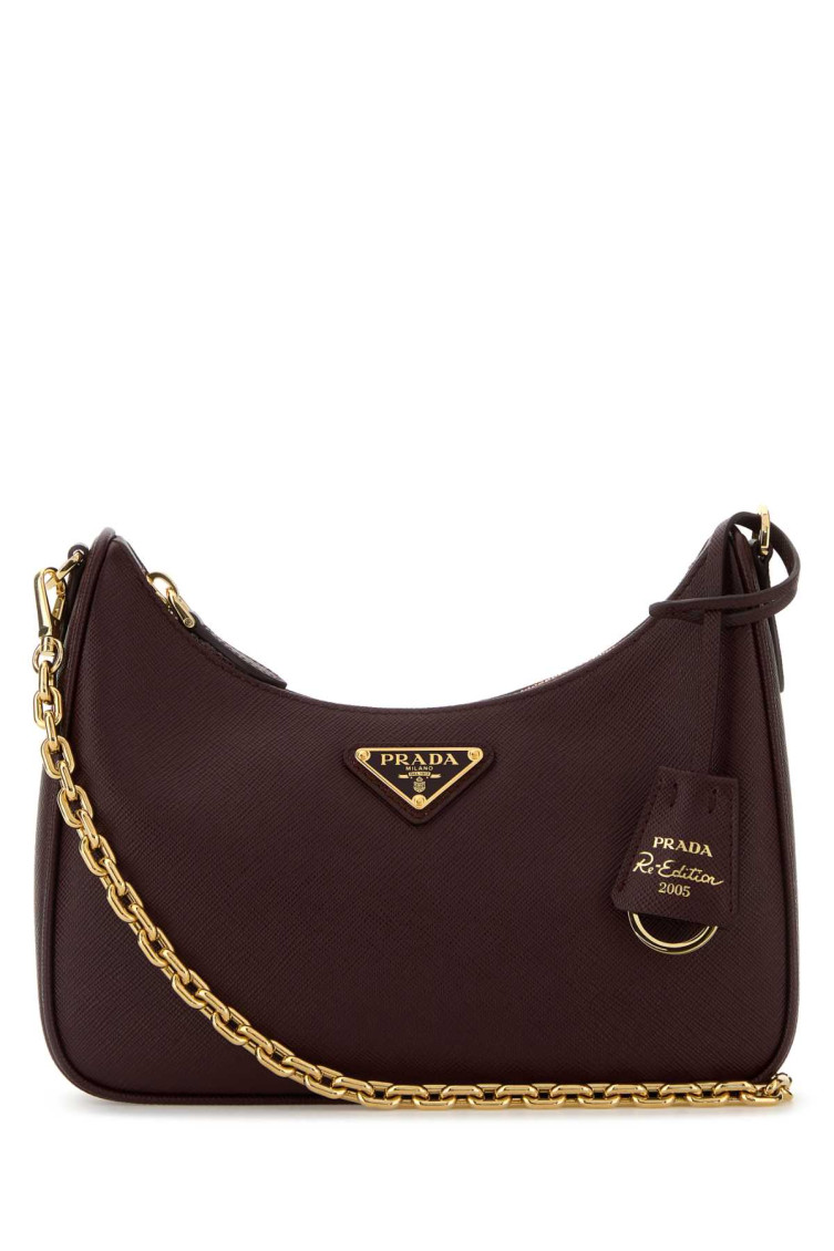 Prada Re-edition 2005 Saffiano Leather Bag In Burgundy