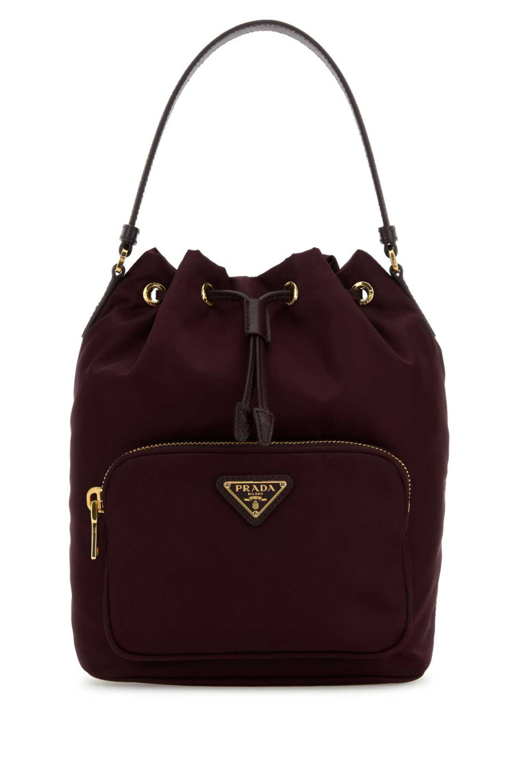 Prada Burgundy Drawstring Bucket Bbag In Burgundy