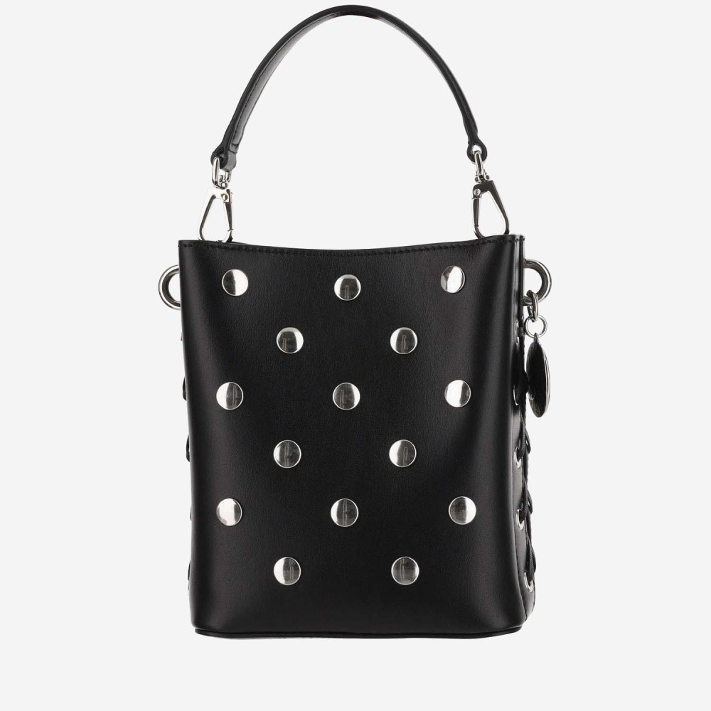 Stella Mccartney Mini Bucket Bag Frayme With Studs In Black