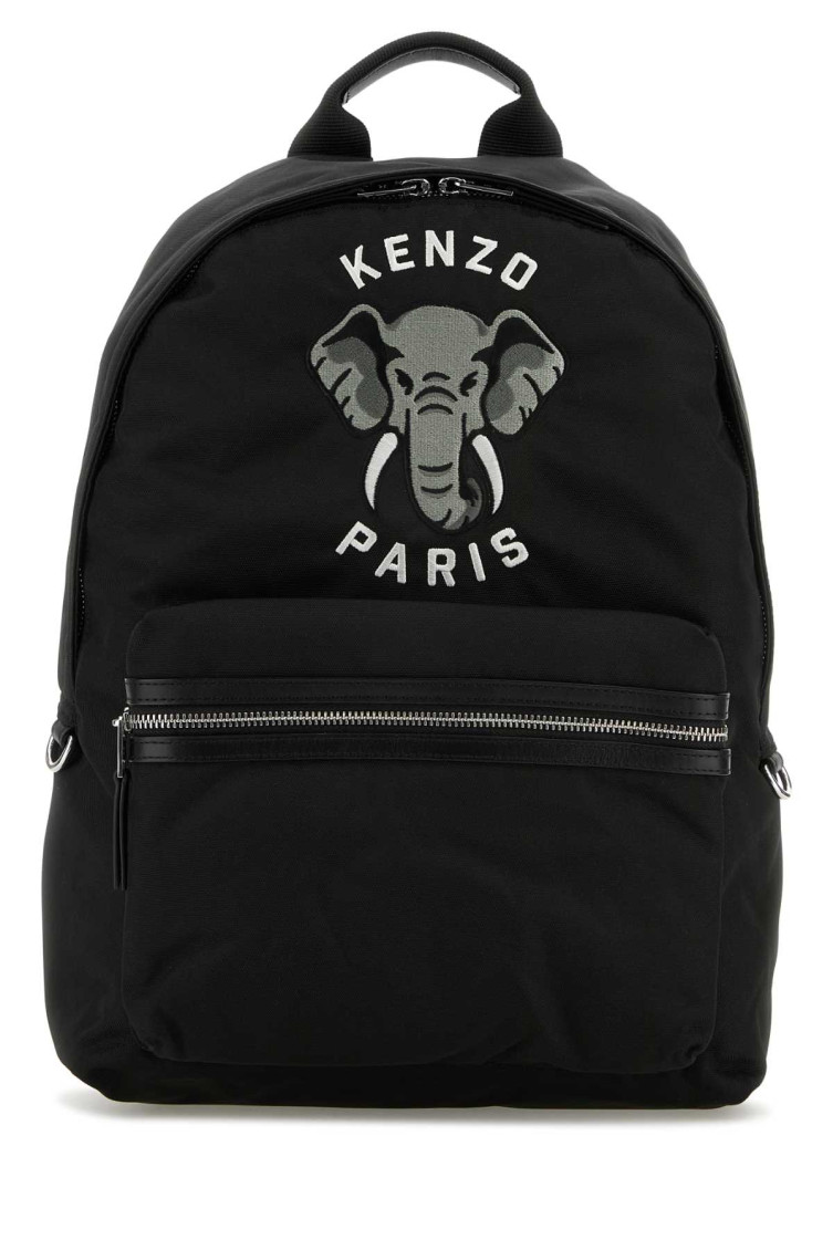 Kenzo Embroidered-logo Canvas Backpack In Black