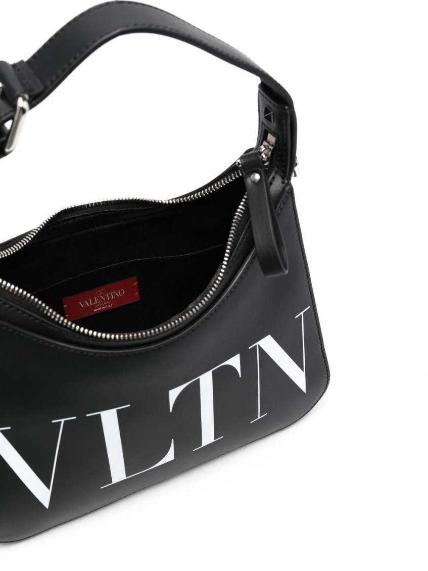 Valentino Garavani Black Vltn Small Leather Shoulder Bag for Men