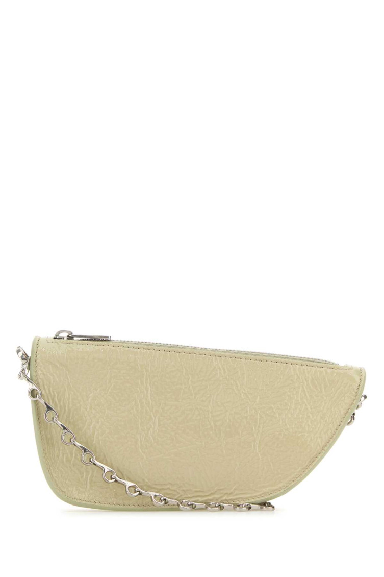 Burberry Pastel Green Leather Micro Shield Crossbody Bag In Green