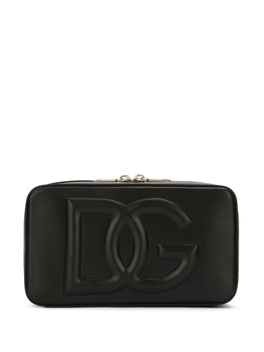 Dolce & Gabbana Embossed-logo Cross-body Bag In Black