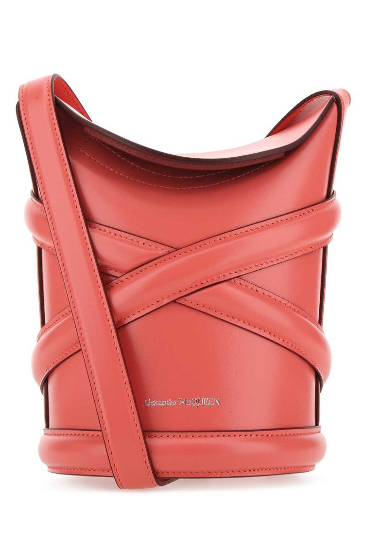 Alexander Mcqueen Structured Strap Bucket Bag In Pink