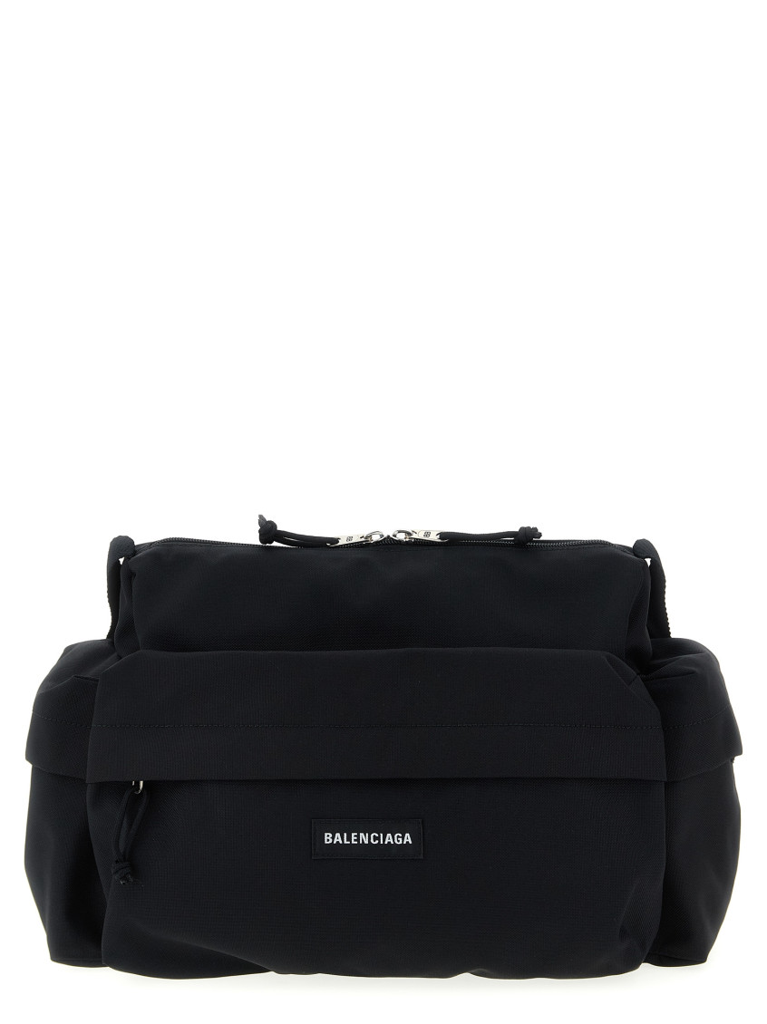 Balenciaga Small Explorer Multipocket Canvas Weekend Bag In Black