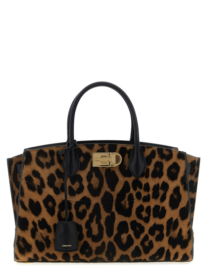Ferragamo Leopard Print Studio Large Tote In Animal Print