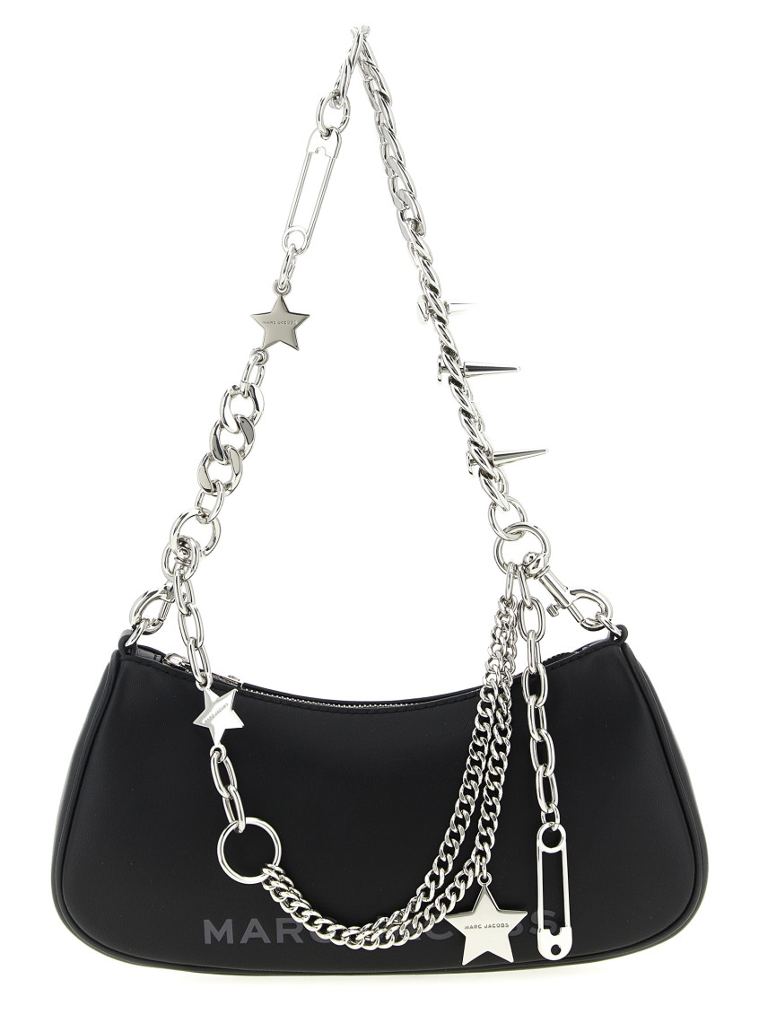 Marc Jacobs Curved Black Shoulder Bag With Adjustable Chain Handle In Black