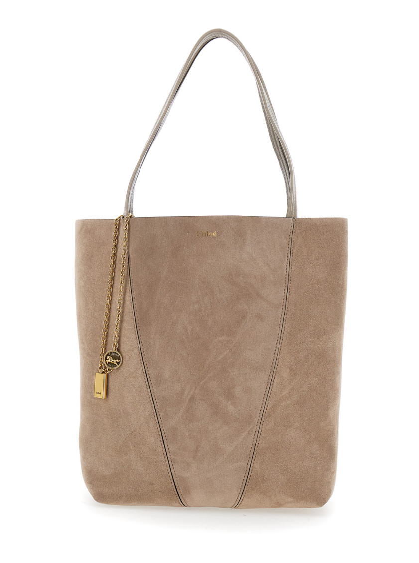 Chloé Grey Spin Tote In Brown