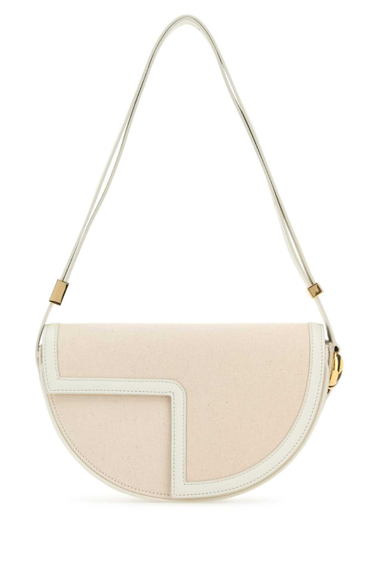 Patou Canvas And Leather Shoulder Bag In Beige