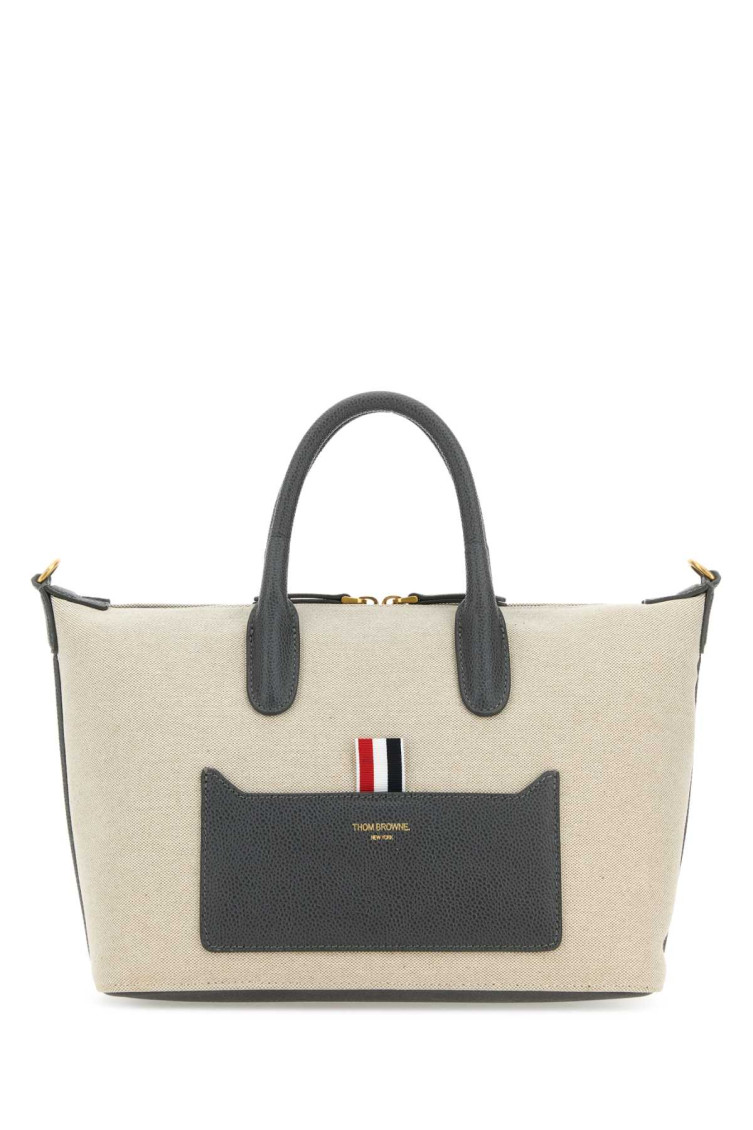 Thom Browne Sand Grosgrain-loop Tote Bag In Beige