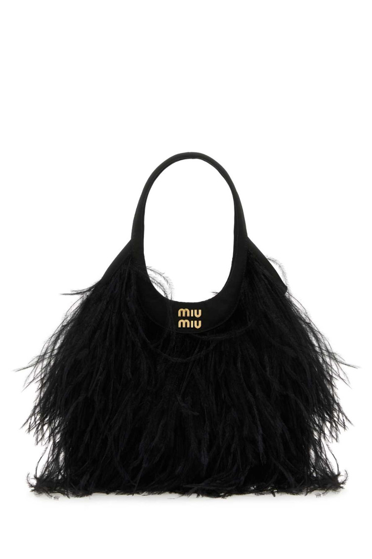 Miu Miu Black Embellished Satin Shoulder Bag