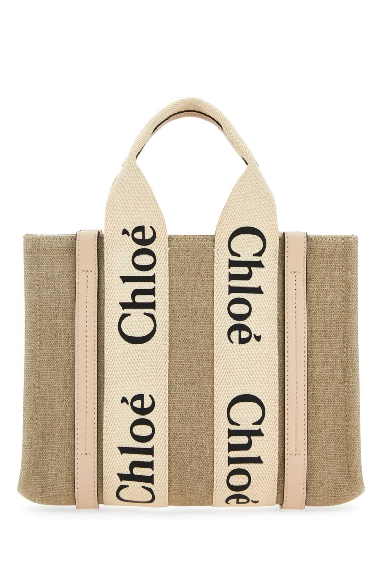 Shop Chloé Beige Woody Small Tote Bag