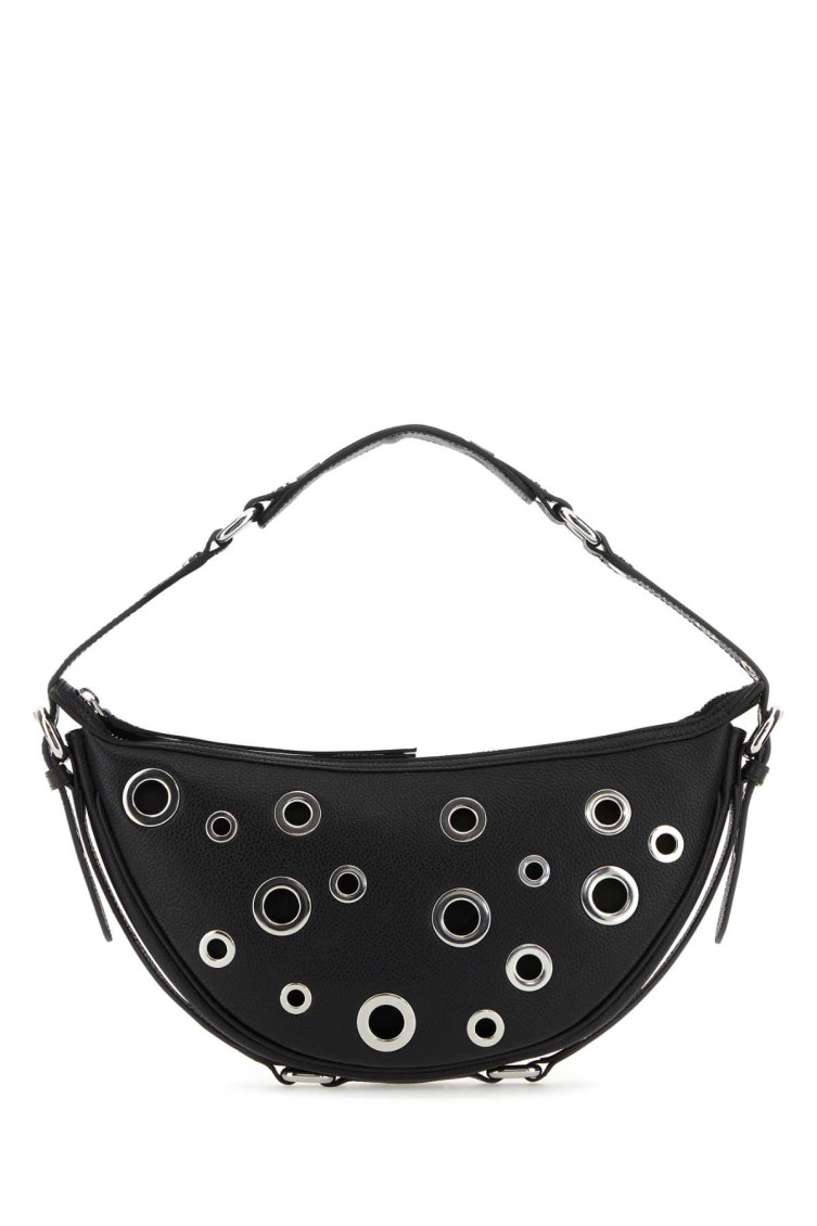 By Far Leather Shoulder Bag With Studs And Grommet Detailing In Black