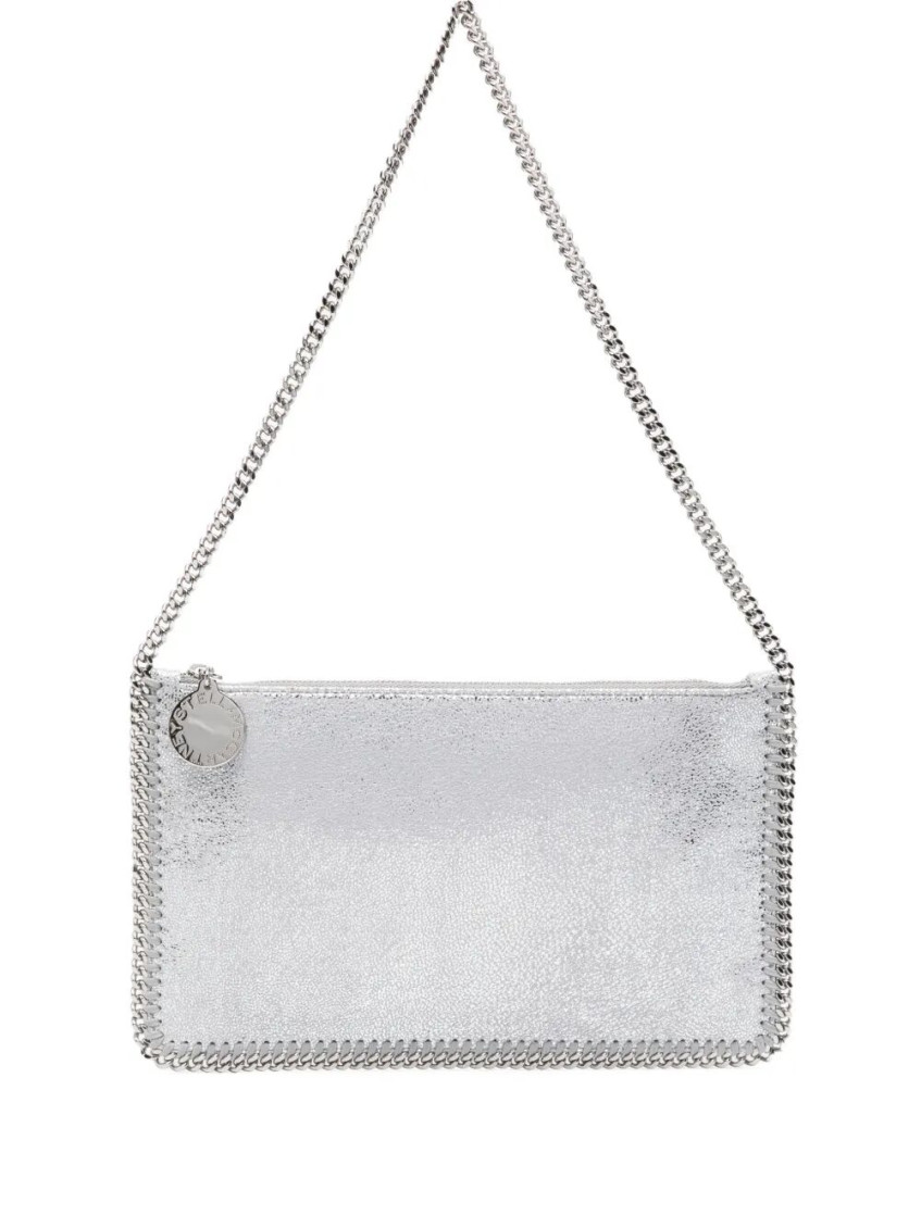 Stella Mccartney Chain Strap Rectangular Clutch Bag In Silver