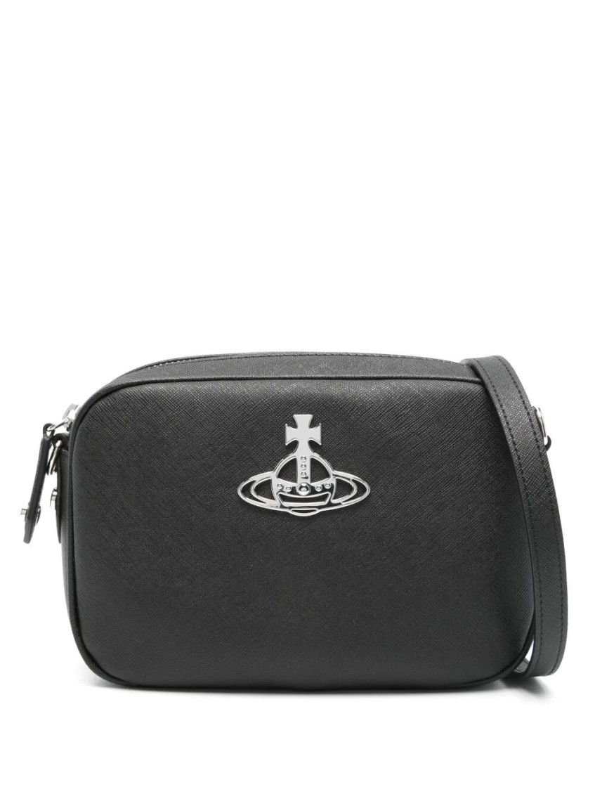 Vivienne Westwood Anna Textured Crossbody Bag In Black