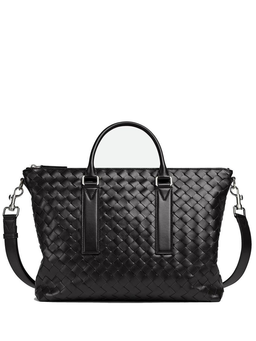 Bottega Veneta Black Avenue Intreccio Briefcase Bag