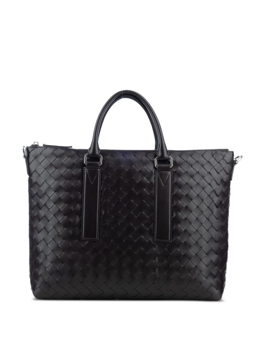 Bottega Veneta Black Intrecciato Briefcase Bag