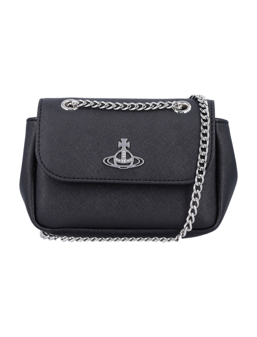 Vivienne Westwood Black Orb-plaque Shoulder Bag In Black