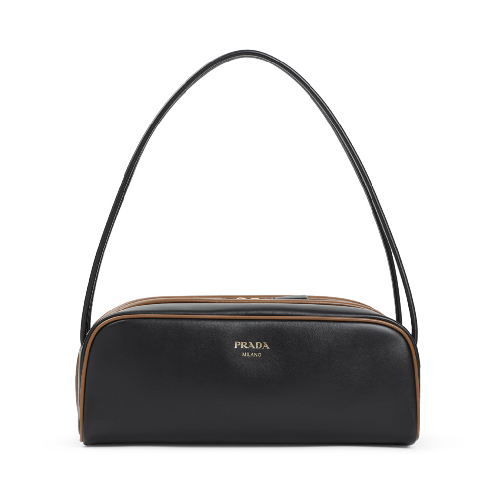 Prada Women Black Leather Shoulder Bag In Black