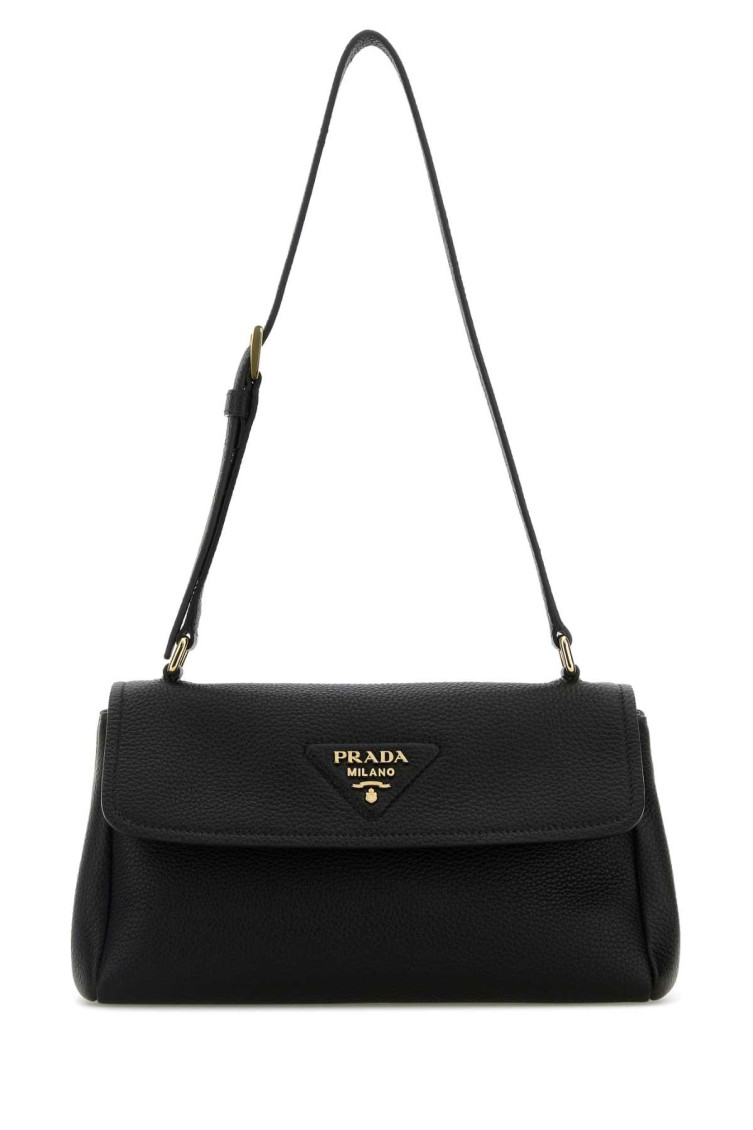 Prada Small Leather Shoulder Bag In Black