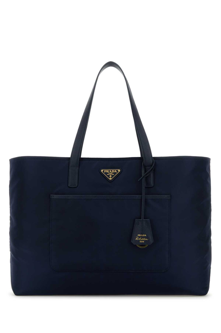 Prada Blue Re-nylon Large Re-edition 1978 Shopping Bag In Blue