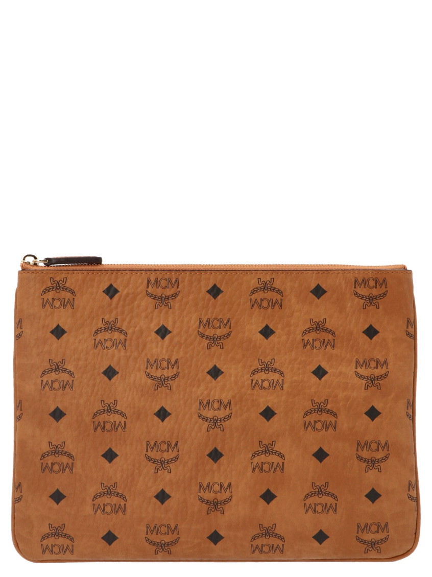 Mcm Monogram Pattern Canvas Pouch Rectangular Shape In Multi