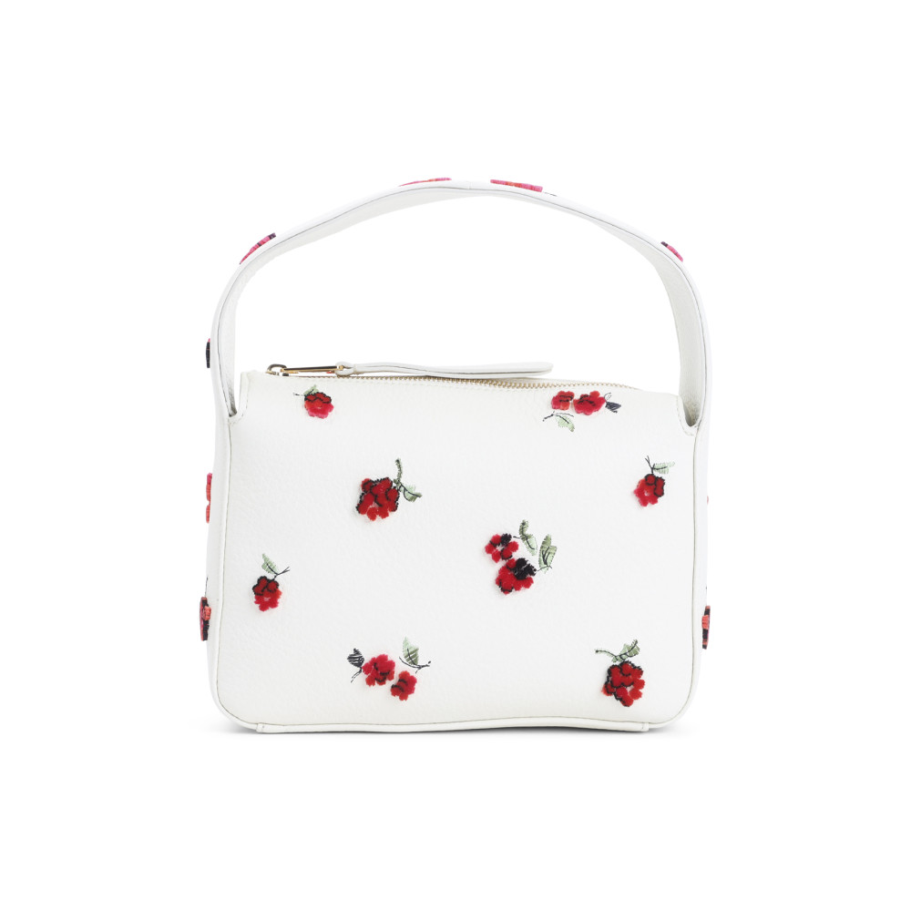 Khaite Small Elena Floral Top Handle Bag In White