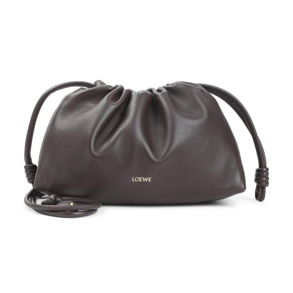 Loewe Soft Slouchy Leather Shoulder Bag With Drawstring Closure In Gray