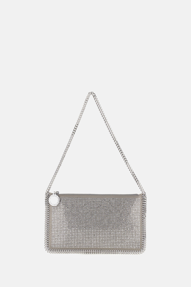 Stella Mccartney Silver Falabella Crystal Shoulder Bag In Silver