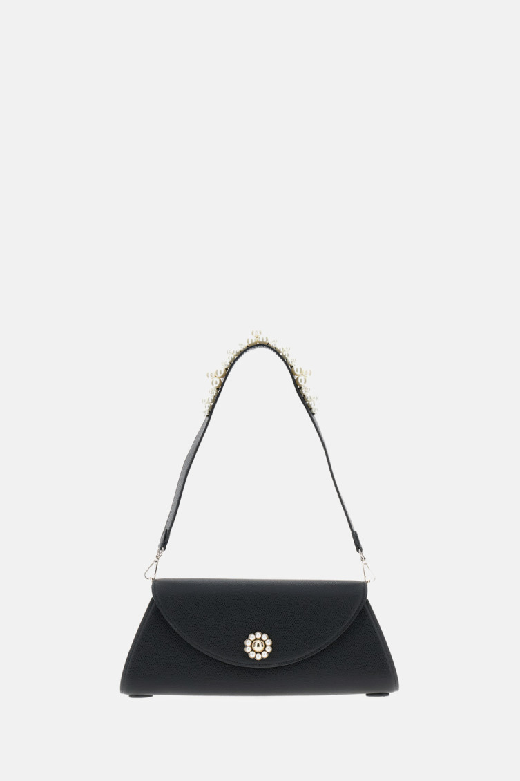 Simone Rocha Black Leather Shoulder Bag In Black
