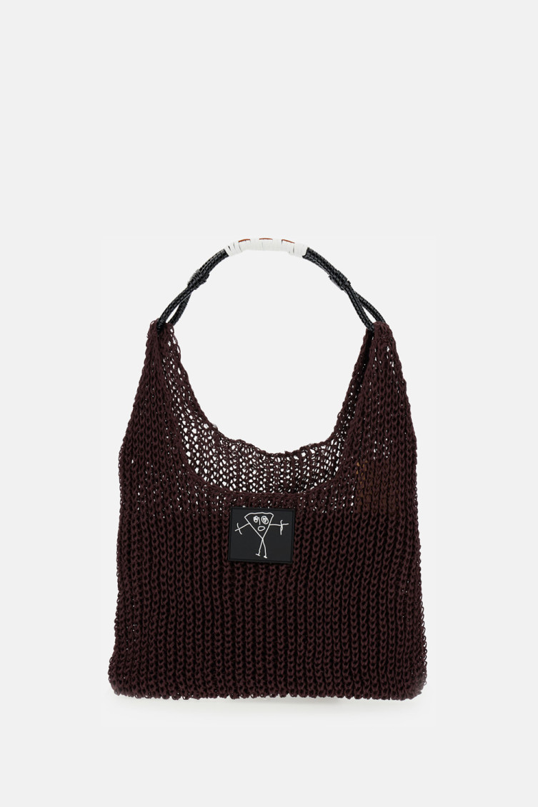 Plan C Dark Brown Logo-patch Shoulder Bag In Brown