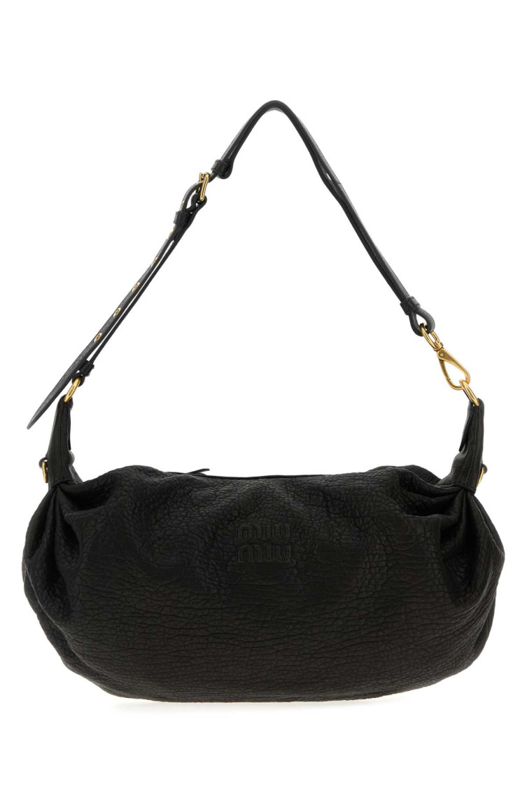 Miu Miu Black Leather Shoulder Bag In Black