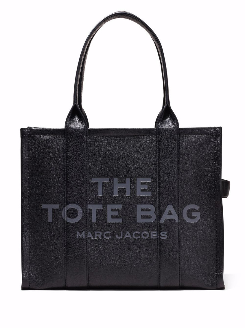 Marc Jacobs 'the Large Tote Bag' Black Shoulder Bag With Logo Lettering In Black