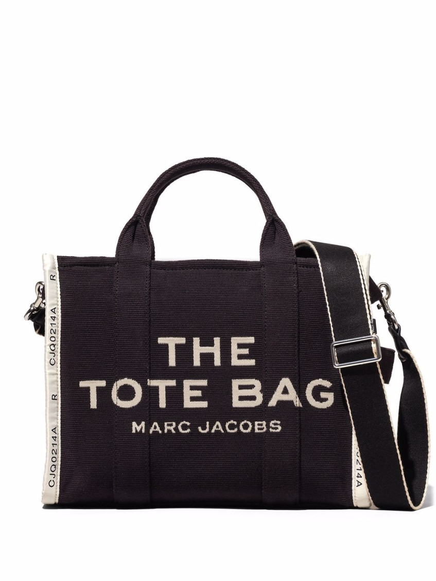Marc Jacobs Black Canvas The Tote Shopping Bag In Black