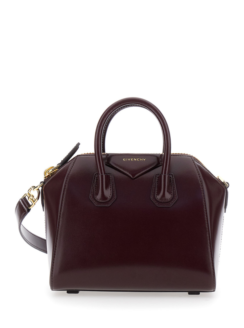 Givenchy Maroon Antigona Mini Satchel In Burgundy