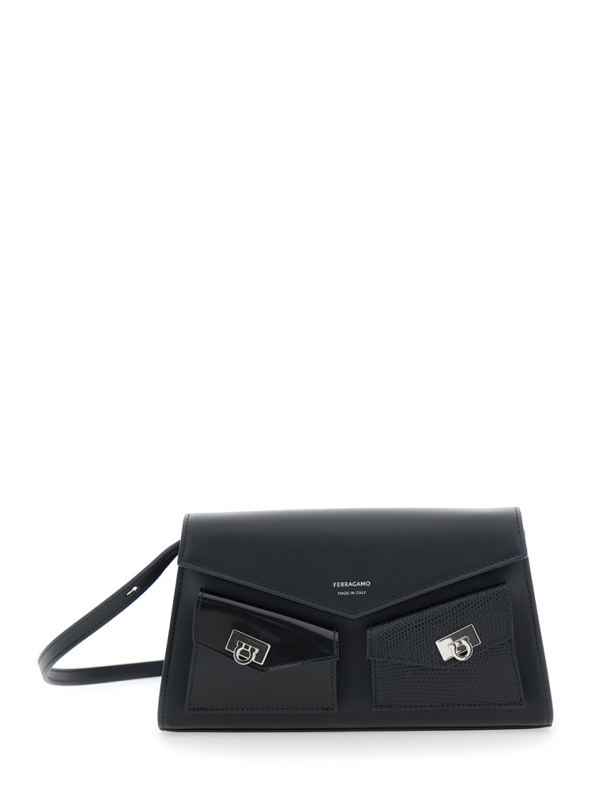 Ferragamo Black Multipocket Mini Bag In Black