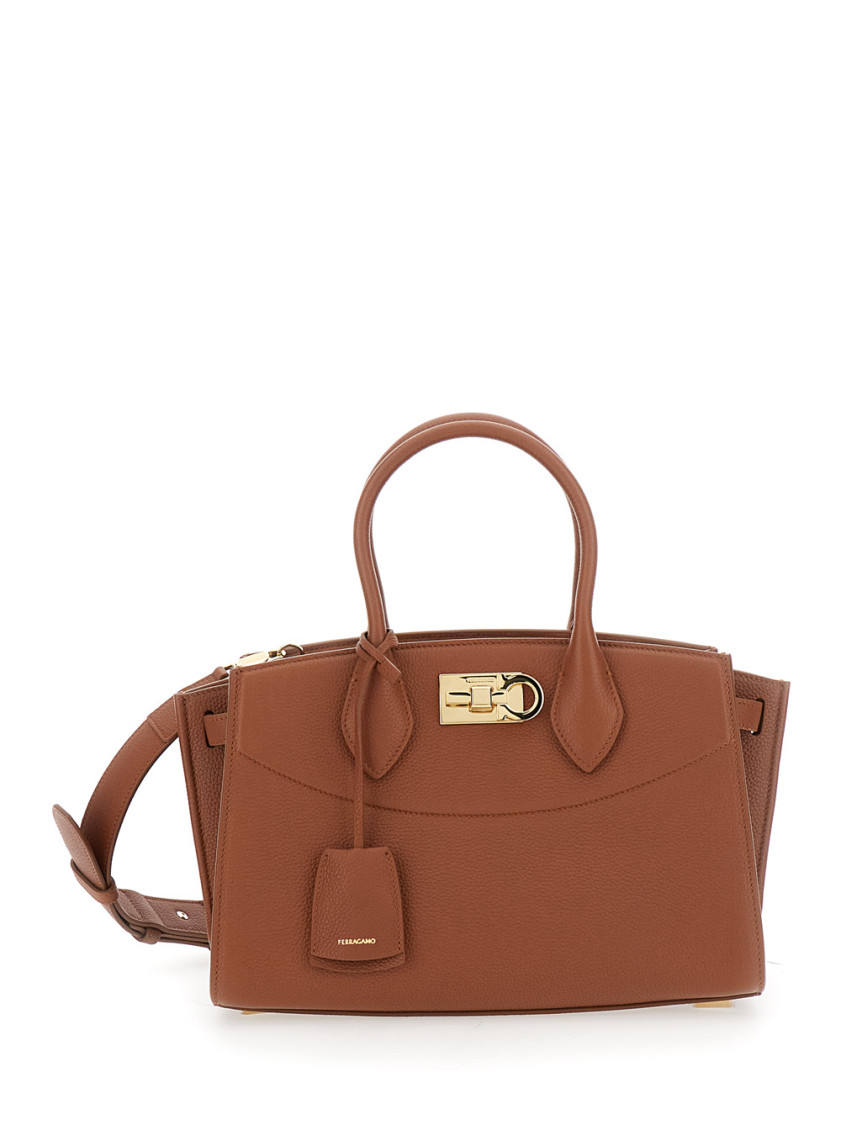 Ferragamo Mittelgrosse Soft Studio Tasche In Brown