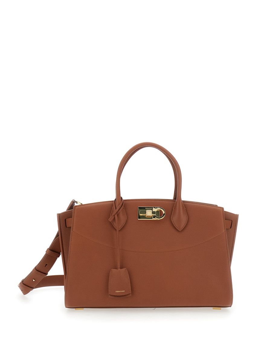 Ferragamo Brown Studio Soft Tote In Brown