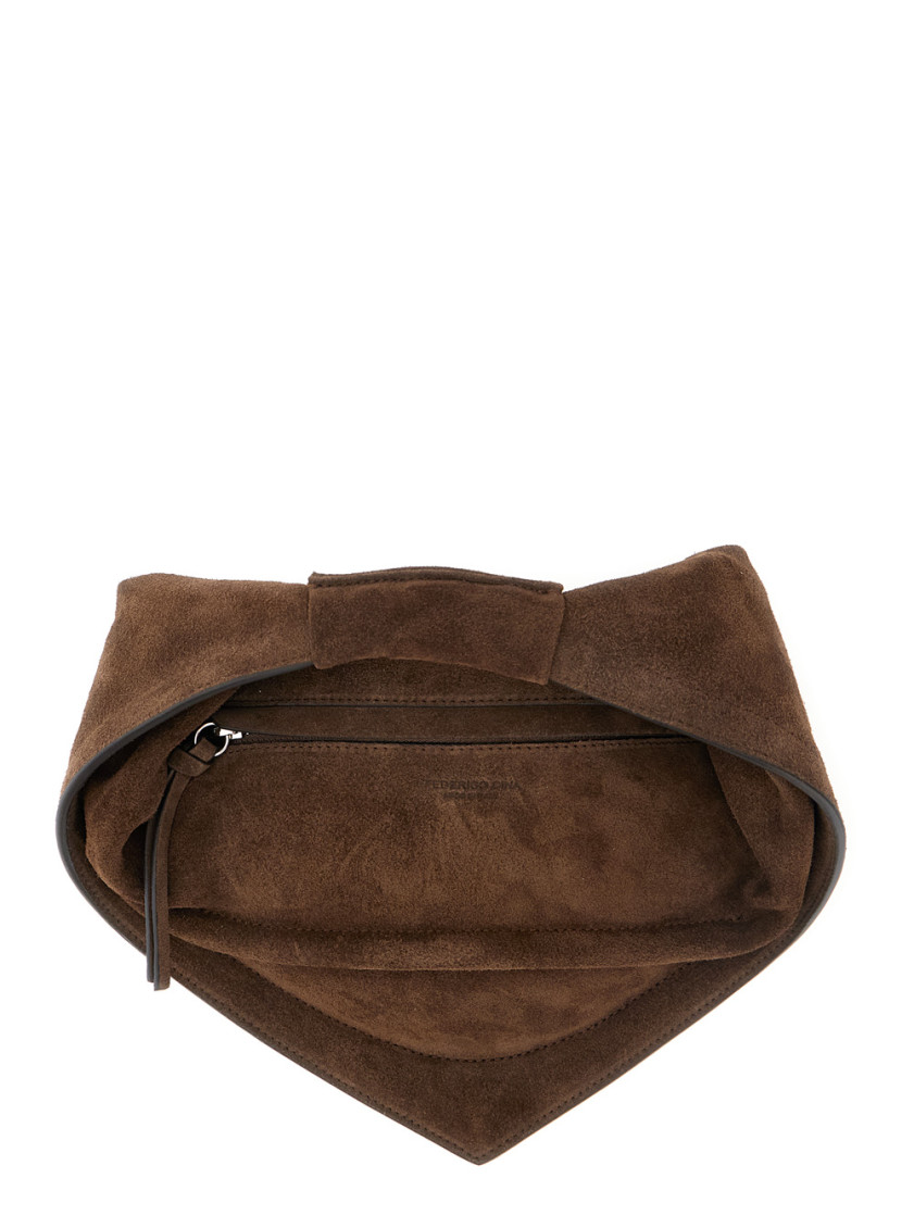 Federico Cina Torttelino Suede Tote Bag In Brown