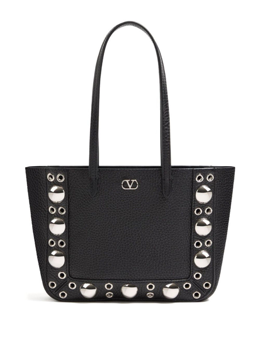 Valentino Nellcote Studded Leather Mini Tote Bag In Black