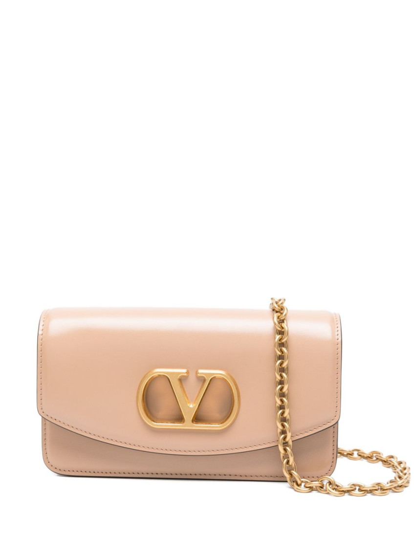 Valentino Garavani Vain Small Leather Clutch In Pink