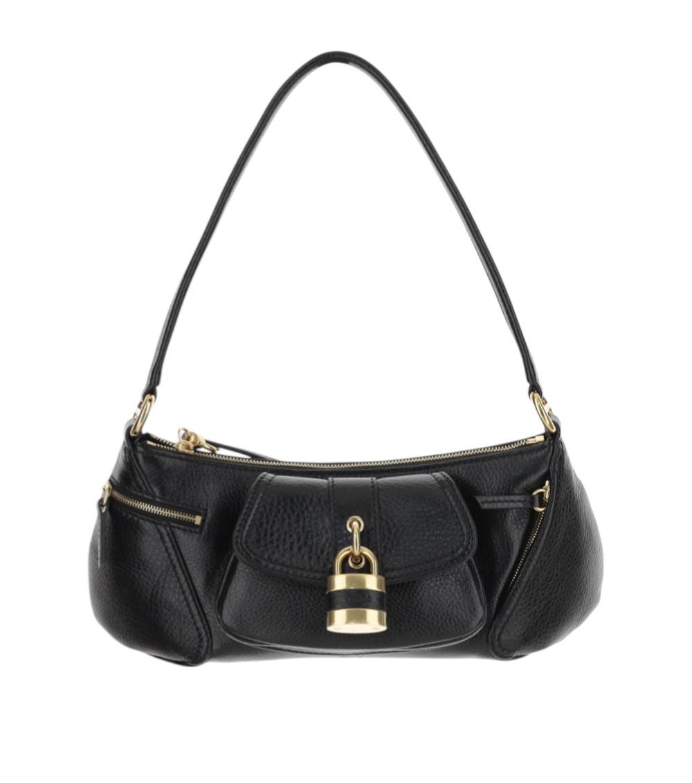 Chloé The 99 Embellished Textured-leather Shoulder Bag In Black