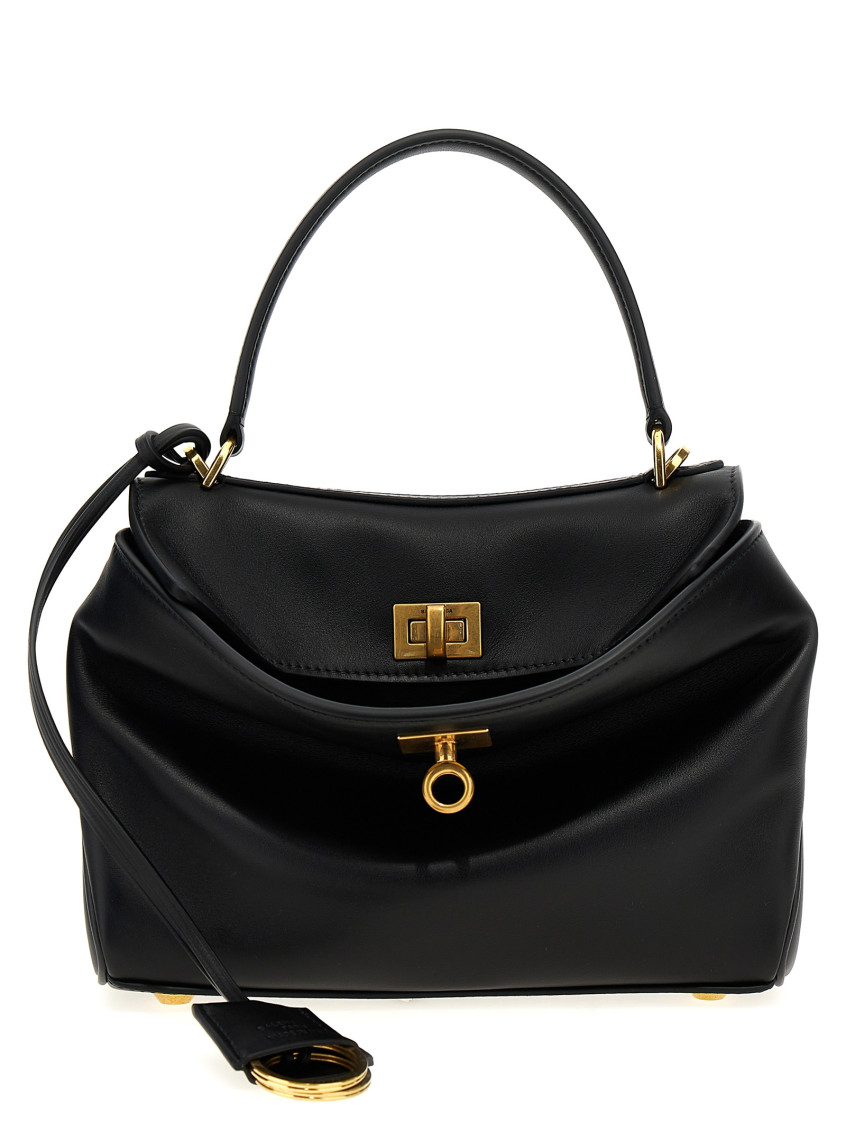 Balenciaga Mini Rodeo Leather Top Handle Bag In Black