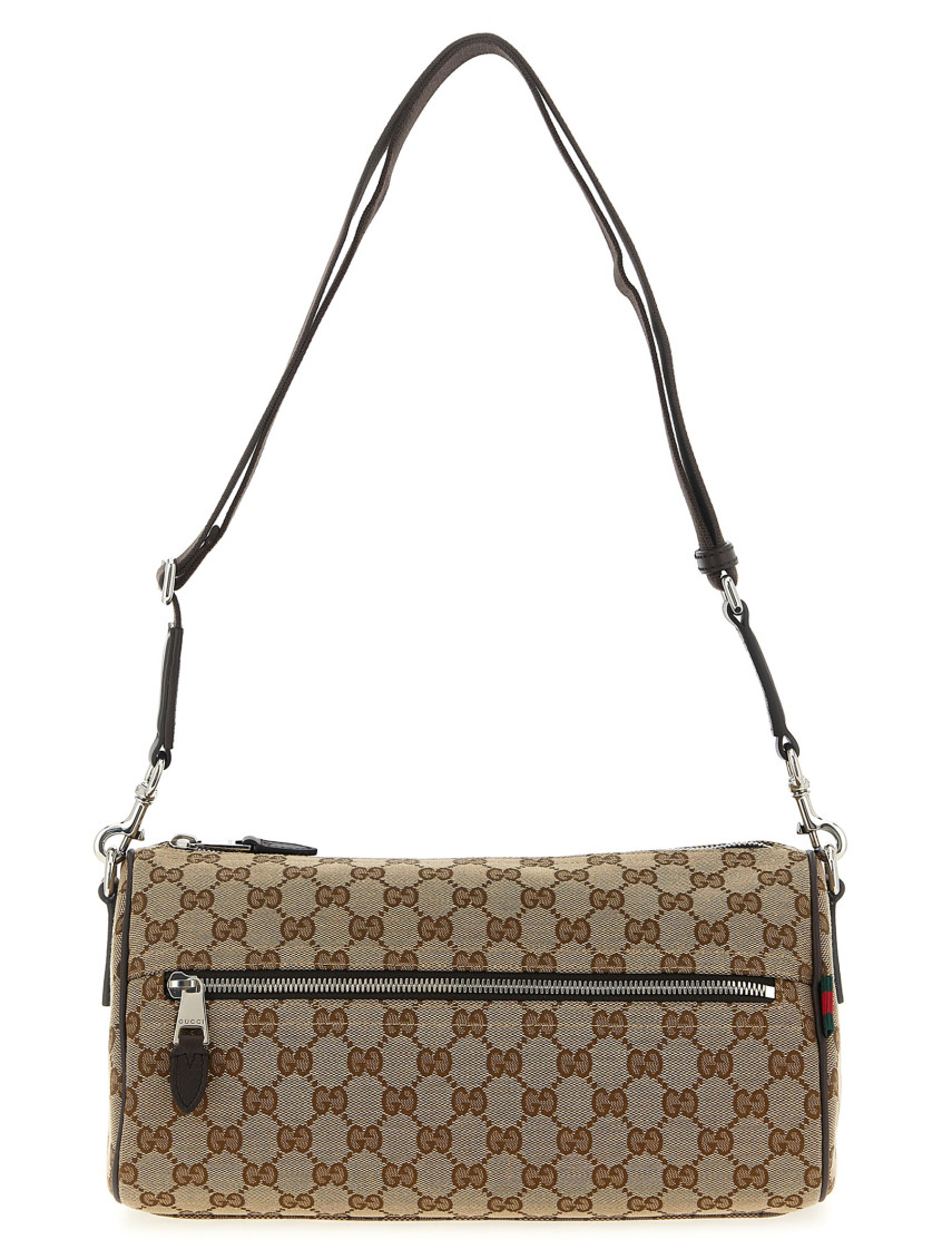 Gucci Small Gg Cylindrical Shoulder Strap Crossbody Bags Beige In Sand