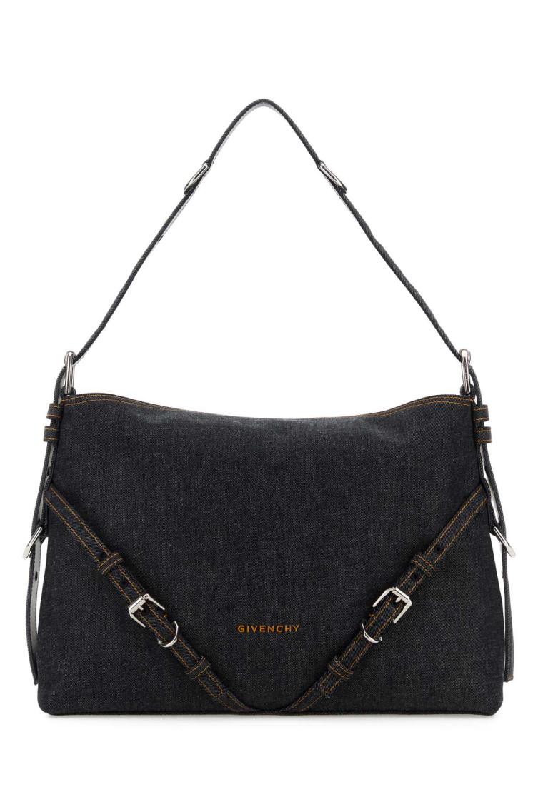 Givenchy Denim Voyou Medium Shoulder Bag In Blue