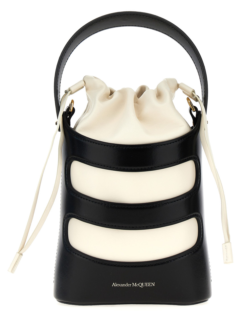 Shop Alexander Mcqueen Blackwhite The Rise Mini Bucket Bag