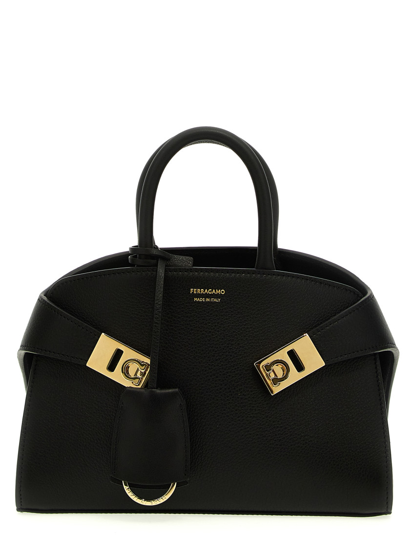 Ferragamo Mini Hug Handbag Detachable Tag In Black
